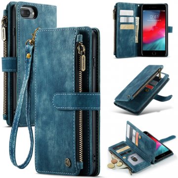 CaseMe iPhone 7 Plus/8 Plus Wallet Kickstand Retro Case Blue