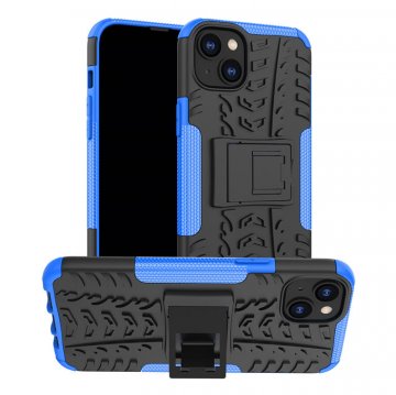 Dual Layer Hybrid Anti-Slip iPhone 14 Plus Kickstand Case Blue