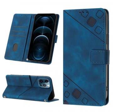 Skin-friendly iPhone 12 Pro Max Wallet Stand Case with Wrist Strap Blue