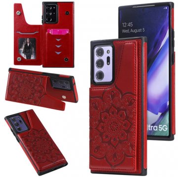 Samsung Galaxy Note 20 Ultra Embossed Wallet Magnetic Stand Case Red