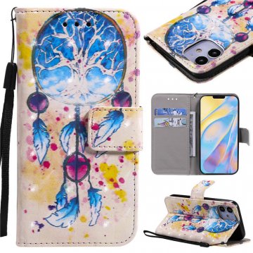 iPhone 12 Mini Blue Dream Catcher Painted Wallet Magnetic Kickstand Case