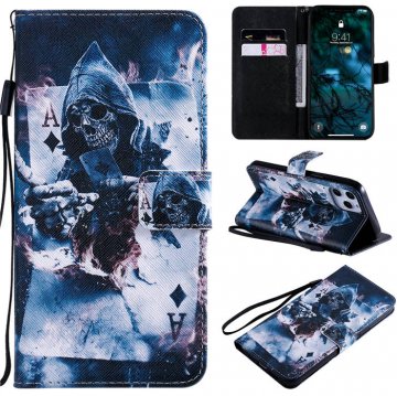 iPhone 12 Pro Max Embossed Skull Magician Wallet Magnetic Stand Case