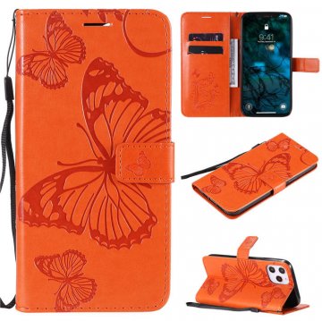 iPhone 12 Pro Max Embossed Butterfly Wallet Magnetic Stand Case Orange