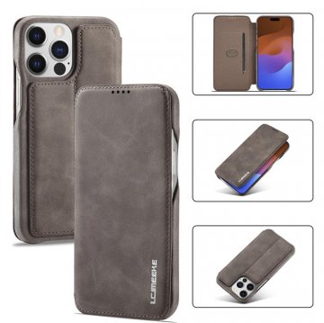 LC.IMEEKE PU Leather Stand Phone Case with Card Slot Gray