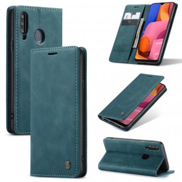 CaseMe Samsung Galaxy A20S Wallet Kickstand Magnetic Case Blue
