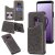Samsung Galaxy S9 Embossed Wallet Magnetic Stand Case Gray