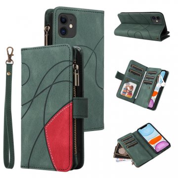 iPhone 11 Zipper Wallet Magnetic Stand Case Green