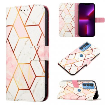 Marble Pattern Motorola Edge 20 Pro Wallet Case Pink White