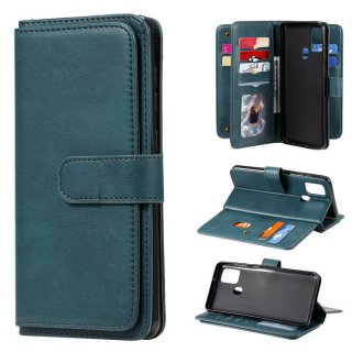 Samsung Galaxy A21S Multi-function 10 Card Slots Wallet Case Dark Green