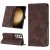 Skin-friendly Samsung Galaxy S23 Wallet Stand Case with Wrist Strap Coffee