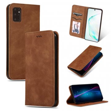Samsung Galaxy S20 Plus Magnetic Flip Wallet Stand Case Brown