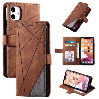 iPhone 11 Wallet Splicing Kickstand PU Leather Case Brown