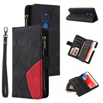 Moto G Play 2021 Zipper Wallet Magnetic Stand Case Black