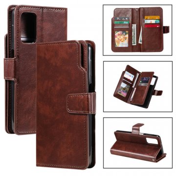 Samsung Galaxy A32 5G Wallet 9 Card Slots Magnetic Case Brown