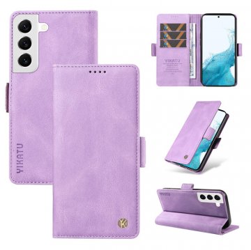 YIKATU Samsung Galaxy S21 FE Skin-touch Wallet Kickstand Case Purple
