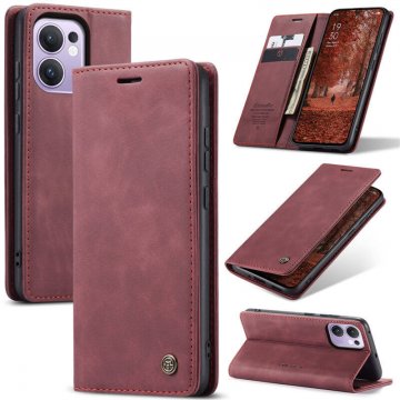 CaseMe OPPO Reno13 F 4G/5G Wallet Magnetic Suede Leather Case Red