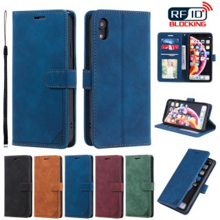 iPhone XR Wallet RFID Blocking Kickstand Case Blue