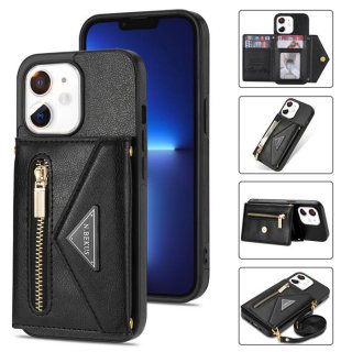 Crossbody Zipper Wallet iPhone 11 Case With Strap Black