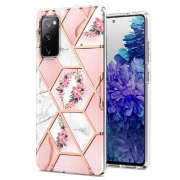 Samsung Galaxy S20 FE Flower Pattern Marble Electroplating TPU Case Pink