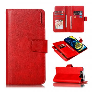 Samsung Galaxy A80 Wallet 9 Card Slots Stand Case Red