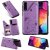 Samsung Galaxy A50 Bee and Cat Magnetic Card Slots Stand Cover Purple