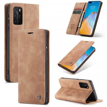 CaseMe Huawei P40 Wallet Kickstand Magnetic Flip Leather Case Brown