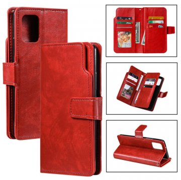 Samsung Galaxy A42 5G Wallet 9 Card Slots Magnetic Case Red