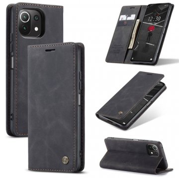 CaseMe Xiaomi Mi 11 Lite Wallet Kickstand Magnetic Flip Case Black
