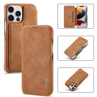 LC.IMEEKE iPhone 13 Pro Wallet Card Slot Magnetic Case Brown