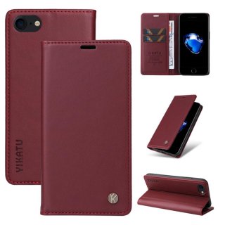 YIKATU iPhone SE3/SE2/8/7 Wallet Kickstand Magnetic Case Red