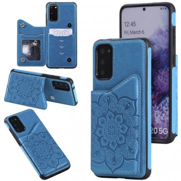 Samsung Galaxy S20 Embossed Wallet Magnetic Stand Case Blue
