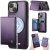 CaseMe iPhone 14 2-in-1 Detachable Magnetic Wallet Case with RFID Blocking, Card Holder & MagSafe Compatible - Purple