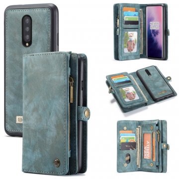CaseMe OnePlus 7 Pro Zipper Wallet Detachable Case Blue