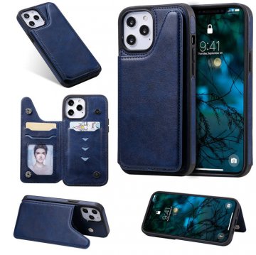 iPhone 12 Pro Max Luxury Leather Magnetic Card Slots Stand Cover Blue