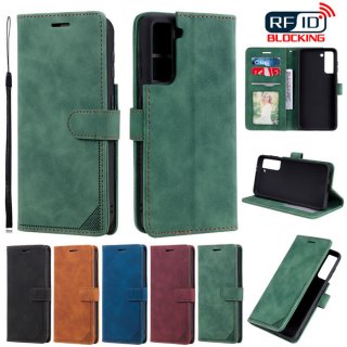 Samsung Galaxy S21 FE Wallet RFID Blocking Kickstand Case Green