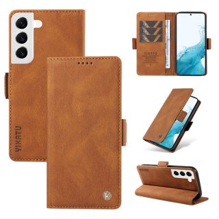 YIKATU Samsung Galaxy S23 Plus Skin-touch Wallet Kickstand Case Brown