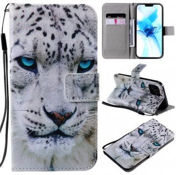 iPhone 12 Pro Embossed White Leopard Wallet Magnetic Stand Case