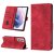 Skin-friendly Samsung Galaxy S21 Plus Wallet Stand Case with Wrist Strap Red