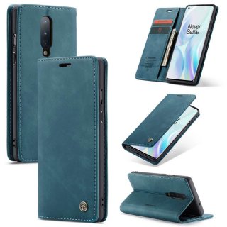 CaseMe OnePlus 8 Wallet Kickstand Magnetic Flip Leather Case Blue