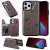 iPhone 12 Pro Max Luxury Bee and Cat Magnetic Card Slots Stand Cover Gray