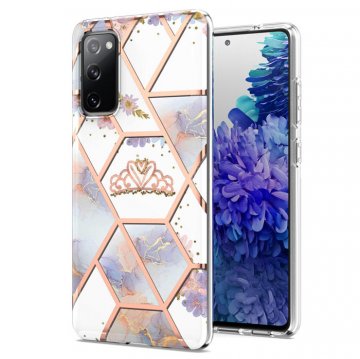 Samsung Galaxy S20 FE Flower Pattern Marble Electroplating TPU Case Crown