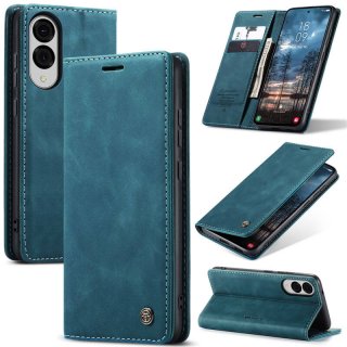 CaseMe Samsung Galaxy S25 Edge Wallet Magnetic Suede Leather Case Blue