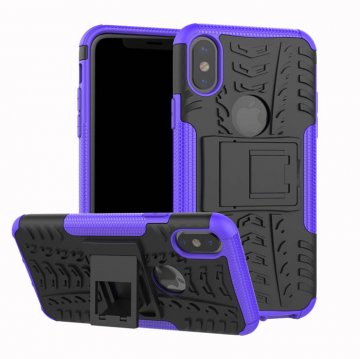 Hybrid Rugged iPhone XS/X Kickstand Shockproof Case Purple