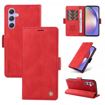 YIKATU Samsung Galaxy A54 5G Skin-touch Wallet Kickstand Case Red