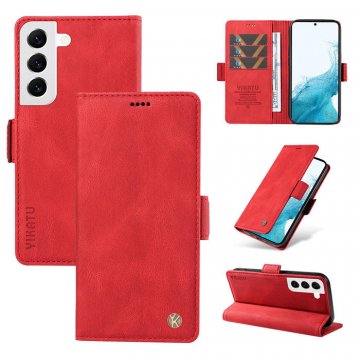 YIKATU Samsung Galaxy S22 Plus Skin-touch Wallet Kickstand Case Red