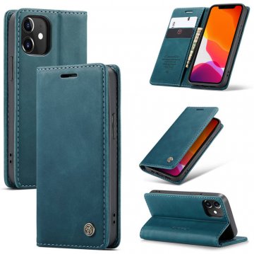 CaseMe iPhone 12 Wallet Kickstand Magnetic Flip Leather Case Blue