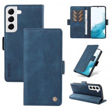 YIKATU Samsung Galaxy S22 Skin-touch Wallet Kickstand Case Blue