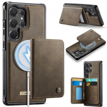 CaseMe Samsung Galaxy S25 Ultra Detachable Magnetic Wallet Case with RFID Blocking & Wireless Charging - Coffee