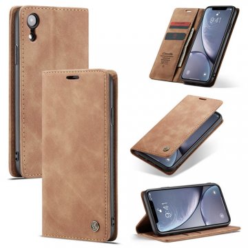 CaseMe iPhone XR Retro Wallet Kickstand Magnetic Case Brown