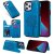 iPhone 12 Pro Max Embossed Tree Cat Magnetic Clasp Wallet Stand Case Blue